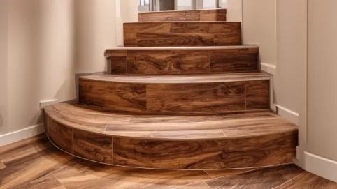 Schody z płytek drewnopodobnych